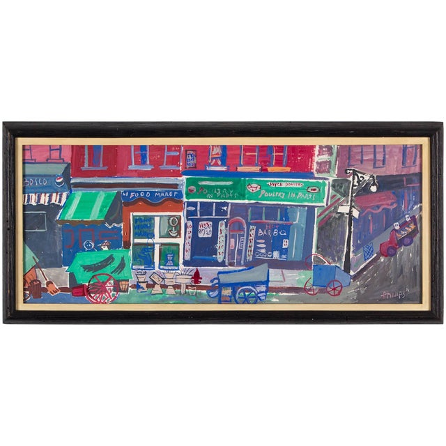 Abram Tromka, Rare 1930s New York Tenement Market Scene Gouache Painting WPA Era Jewish Art, c.1930's For Sale