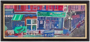 Abram Tromka, Rare 1930s New York Tenement Market Scene Gouache Painting WPA Era Jewish Art, c.1930's