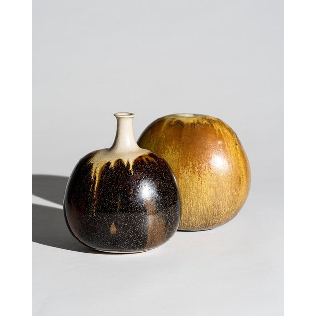 Crystalline & tenmoku studio ceramic vase duo – gotlind & gerald weigel, germany, 1970s–1980s a beautifully balanced duo...