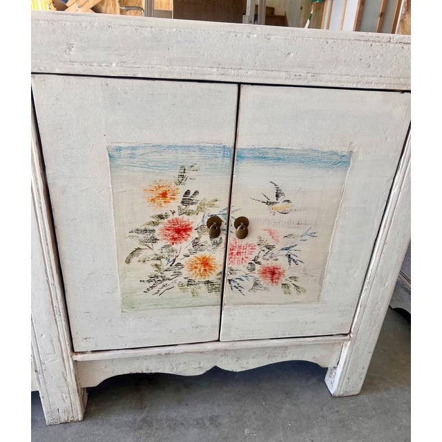 Antique Hand Painted Asian Sideboard Cabinet For Sale - Image 4 of 5