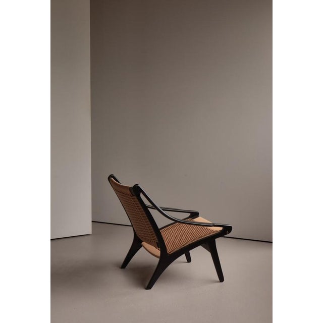 Wood Danish Modern Black Lacquered Beech and Lounge Chair by Illum Wikkelsø, 1955 For Sale - Image 7 of 15