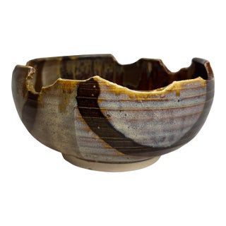 Organic Pottery Bowl by Flynn Sochon W/ Deckled Rim For Sale