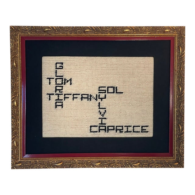 1960s American Folk Art Handstitched Sample Framed For Sale