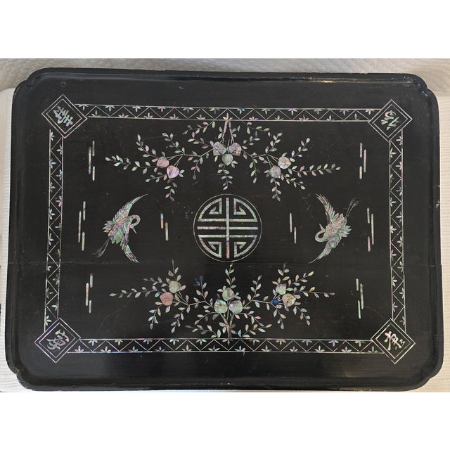 Chinese Antique Chinese Lacquer Kang Table With Mother-of-Pearl Inlay For Sale - Image 3 of 11