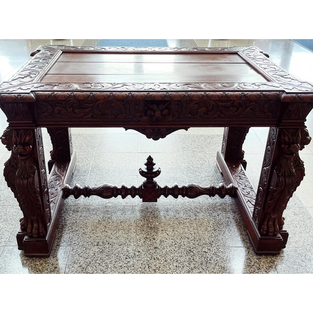 19th Century Carved Oak Desk in the Style of Style of R. J. Horner & Co. For Sale - Image 18 of 18