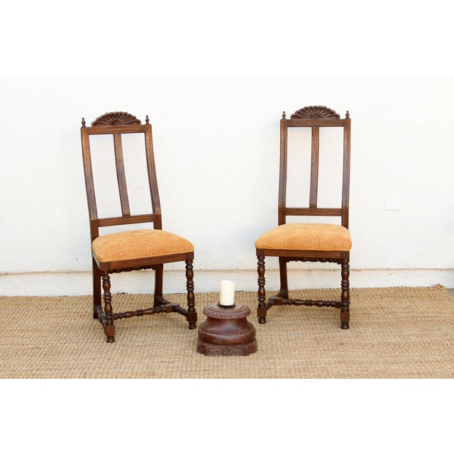 Spanish Pair of Spanish Colonial Carved Chairs For Sale - Image 3 of 11