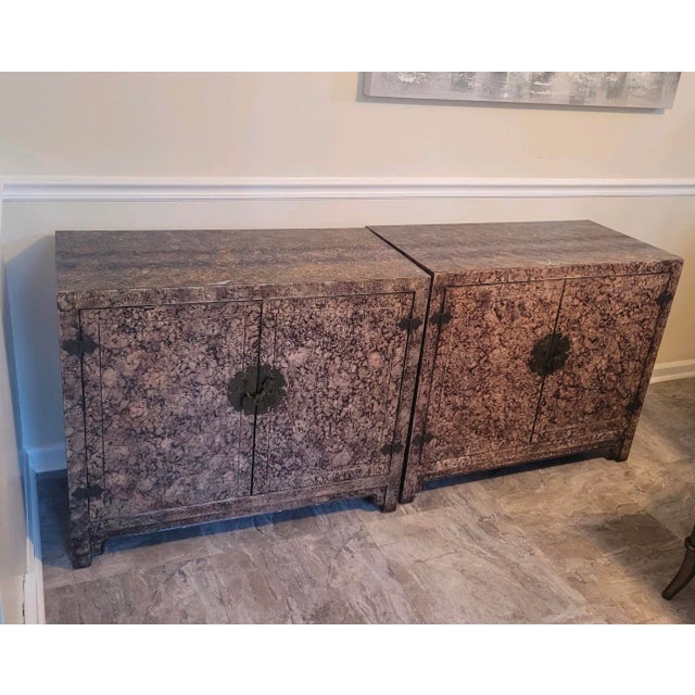 Metal 1970s Henredon Mid Century Faux Tortoise Shell Chests a Pair For Sale - Image 7 of 7