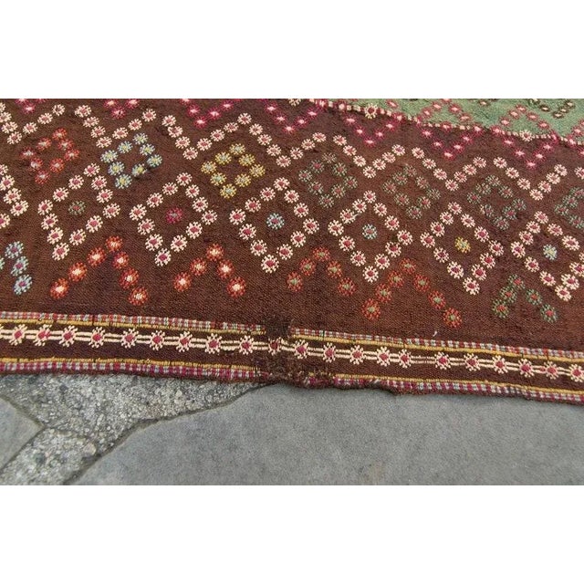 1850s Antique Cecim Textile Floor Covering Allover Multi-Color Wool Handwoven Rug - 5’6” x 9’7” For Sale - Image 9 of 11