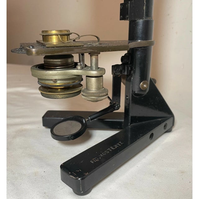 Brass Share Rare Antique 1800's Solid Brass Mozstertz Lab Microscope Scientific Instrument For Sale - Image 8 of 12