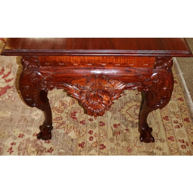 Wood Mahogany George II Irish Chippendale Style Carved Library Table Center Table For Sale - Image 7 of 12