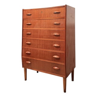Danish Highboy Dresser with Half-Moon Handle, 1960s For Sale