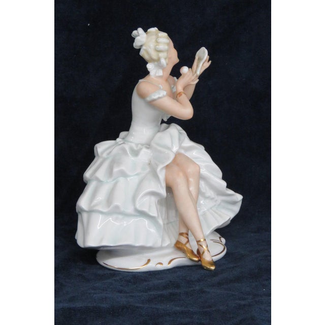 Wallendorf Porcelain Seated Ballerina With Mirror Figurine Germany