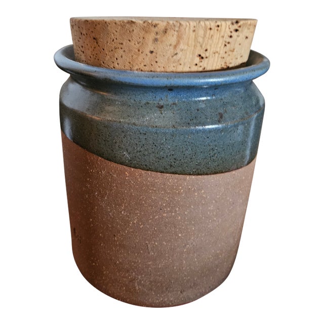 Mid Century Studio Pottery Signed Byron Temple Large Stoneware Jar For Sale