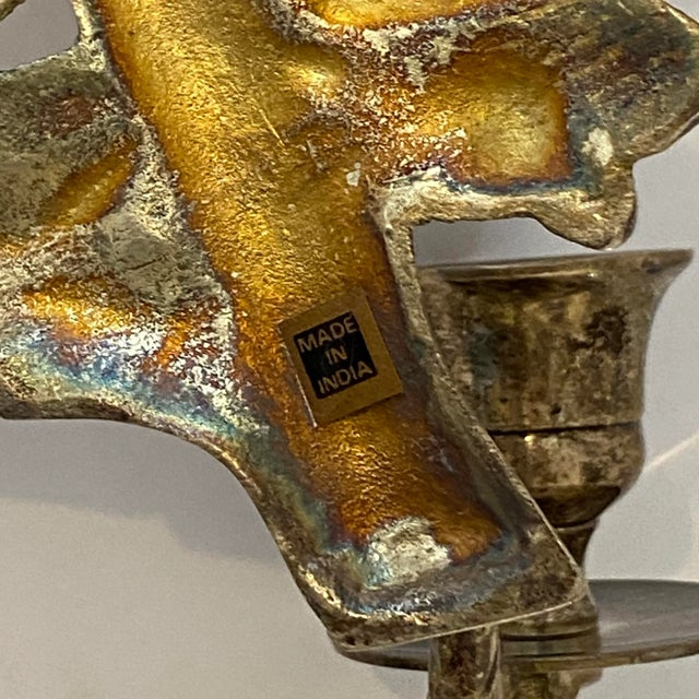 Late 20th Century Vintage Indian Bird Motif Wall Candle Sconces — A Pair For Sale - Image 5 of 10
