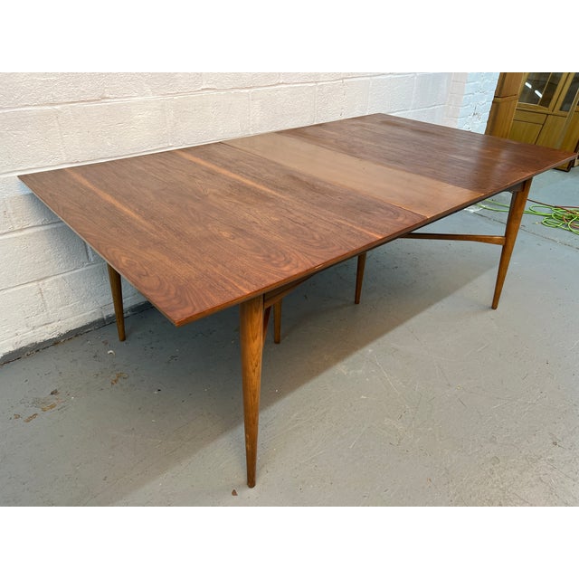 Mid 20th Century Tapered Walnut Expanding Leaf Table For Sale - Image 11 of 13