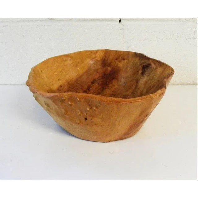 Wood Vintage Mid Century Hand Carved Fruit Bowl For Sale - Image 7 of 8