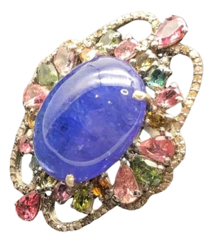 Bochic "Orient" Diamond, Tourmaline & Tanzanite Ring Set In 18K Gold & Silver