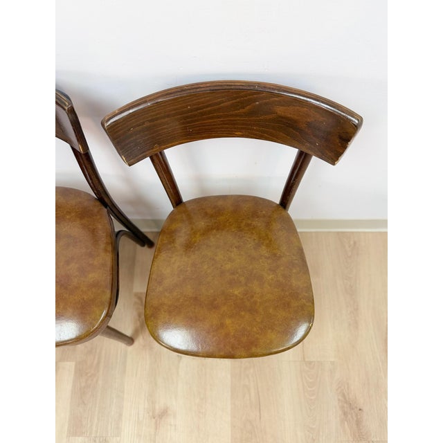Pair of Vintage Walnut Bentwood Chairs, Curved Wood Accent Seating For Sale - Image 10 of 14
