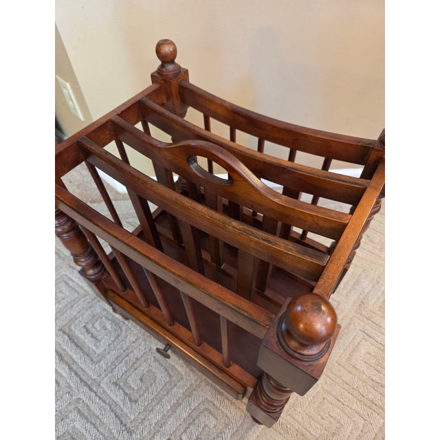 English Vintage Canterbury Style Magazine Rack For Sale - Image 3 of 9