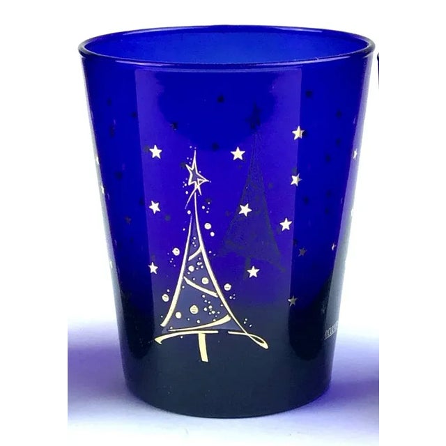 1950s Mid-Century Modern Cobalt Blue Holiday Cocktail Glasses Culver For Sale - Image 5 of 11