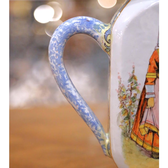 19th C. French Porquier-Beau Quimper Pitcher Vase With Coat of Arms & Bretons For Sale - Image 10 of 14