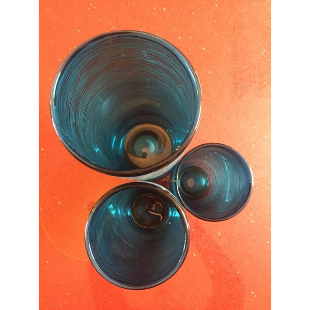 Etched Aqua Blue Vases Set Of 3 Chairish