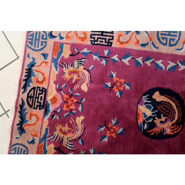1920s 1920s, Handmade Antique Art Deco Chinese Rug 3.1' X 4.5' For Sale - Image 5 of 12