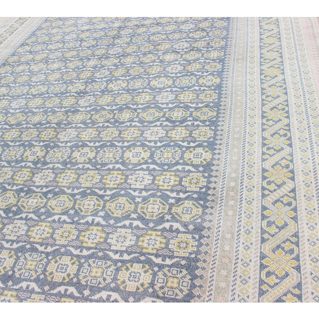Yellow Antique Khotan Rug in Shades of Blue With Gray, L. Pink and Yellow Accents 9'8 X 13'4 For Sale - Image 8 of 13