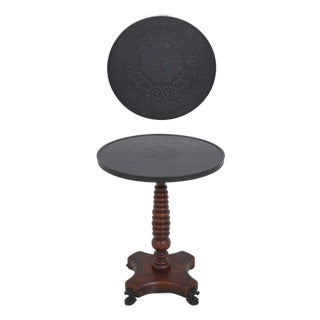 Theodore Alexander Round Etched Copper Top Occasional Table For Sale