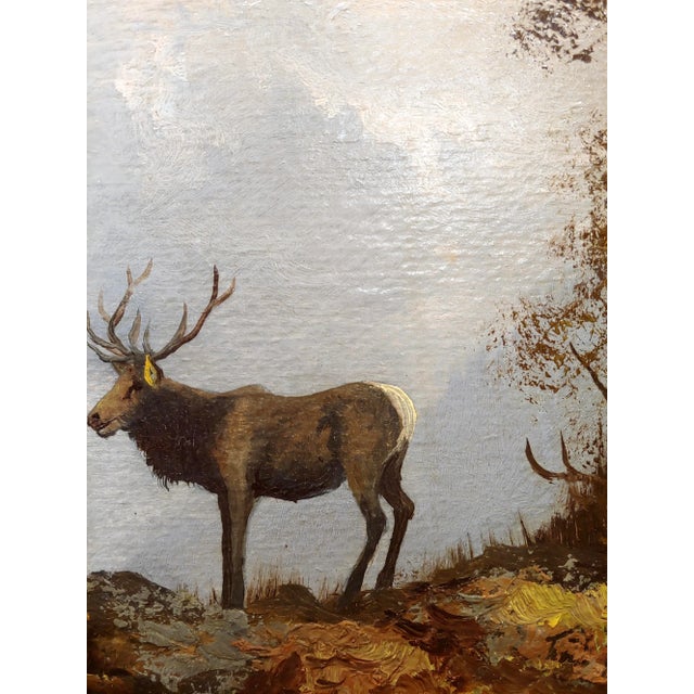 The Lonely Elk on Mount Shasta - 19th Century Oil Painting For Sale In Los Angeles - Image 6 of 9