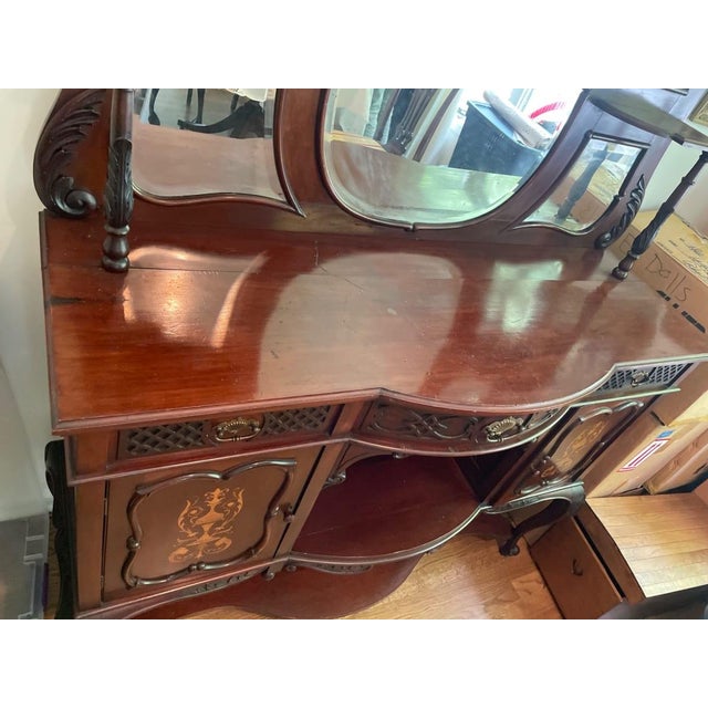 Brown 1910s Victorian Mahogany Sideboard Buffet With Mirror Back For Sale - Image 8 of 10