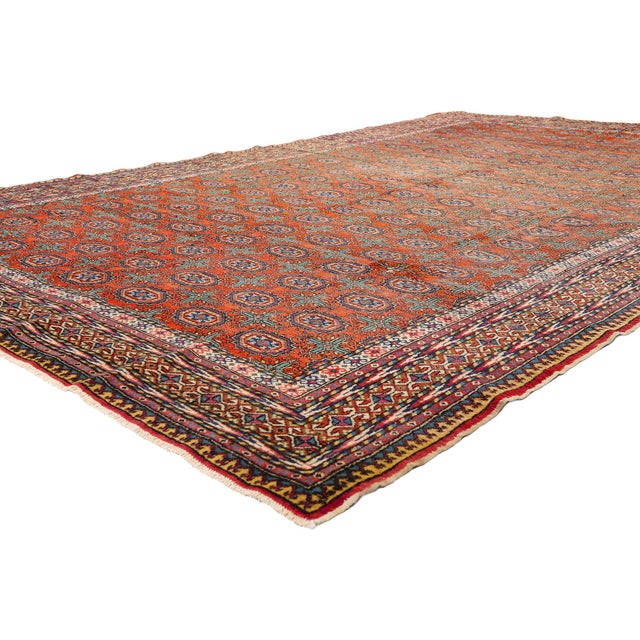 54058 Vintage Turkish Sivas Rug, 07'04 x 11'01. The Turkoman Continuum: A Vintage Turkish Sivas Masterpiece of Geometric...