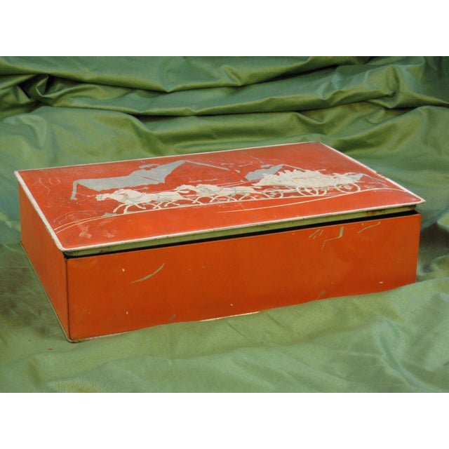 Tin / Box Nabisco Cookies or Crackers Metal Vintage Xmiss Horse Carriage For Sale - Image 13 of 16