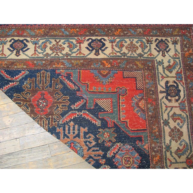 Traditional Navy Background With Fine Medallion Centre in a Geometric Design Persian Bibikabad Rug For Sale In New York - Image 6 of 6