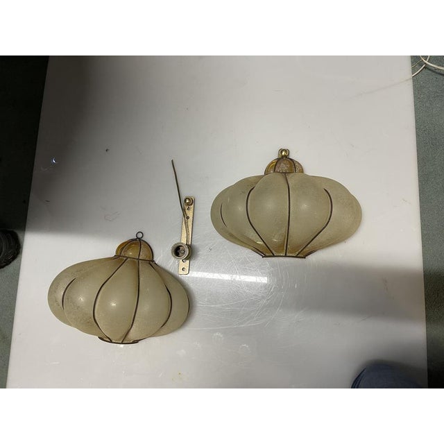 Wrought Iron & Murano Glass Wall Sconces, Italy, 1960s, Set of 2 For Sale - Image 4 of 8