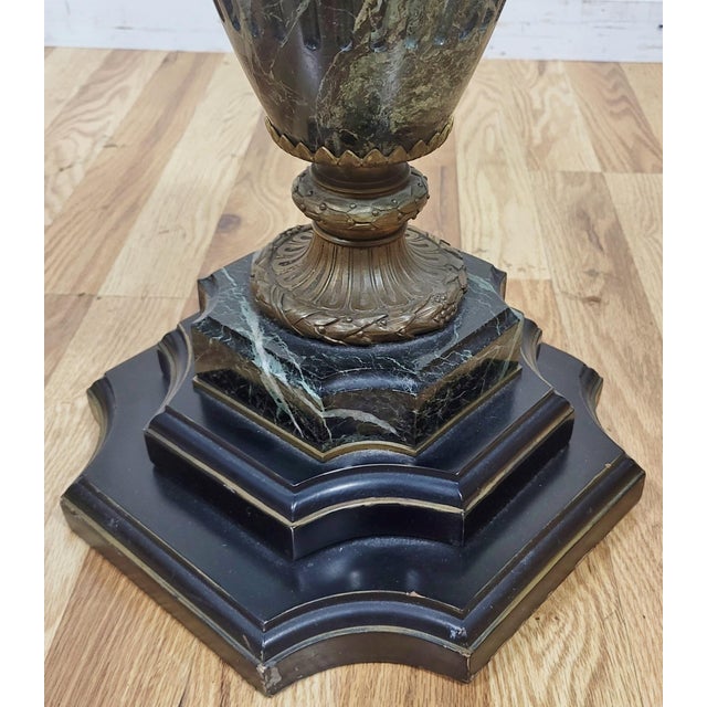 Antique French 19th C Louis XVI Glass Marble & Gilt Bronze Urn Vase Side Table For Sale - Image 13 of 13