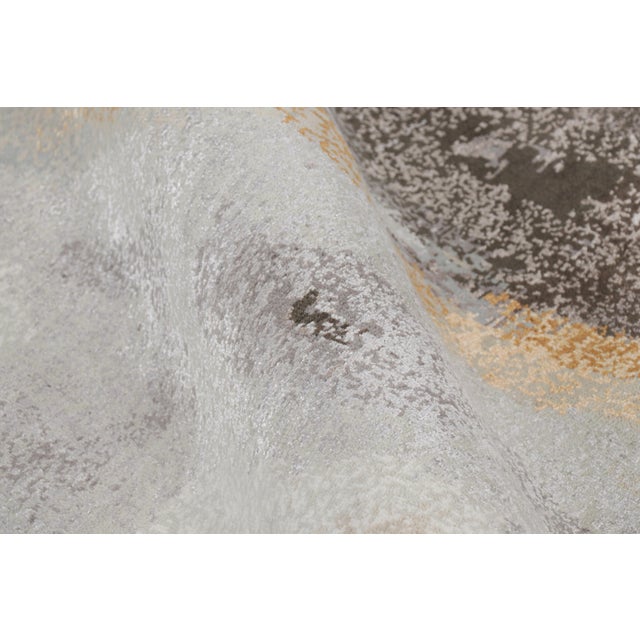 Textile Rug & Kilim’s Oversized Abstract Rug in Blue, Gray and Gold Tones For Sale - Image 7 of 8