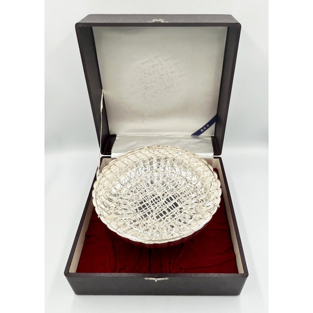 Vintage Japanese Pure Silver Ikebana Floral Arrangement Vessel _ Original Box For Sale - Image 14 of 18