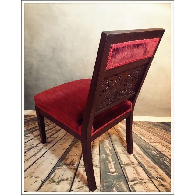 Antique Carved Walnut Red Velvet Chair Chairish
