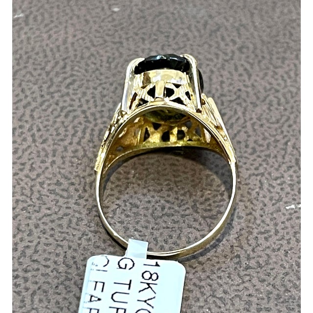 5 Carat Natural Oval Green Tourmaline Cocktail Ring 18 Karat Yellow Gold For Sale - Image 11 of 18