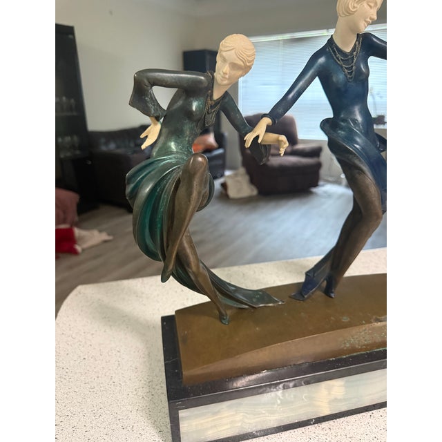 Art Deco 1930s Paul Philippe Art Deco Bronze Sculpture 3 Dancers 18x18 For Sale - Image 3 of 12