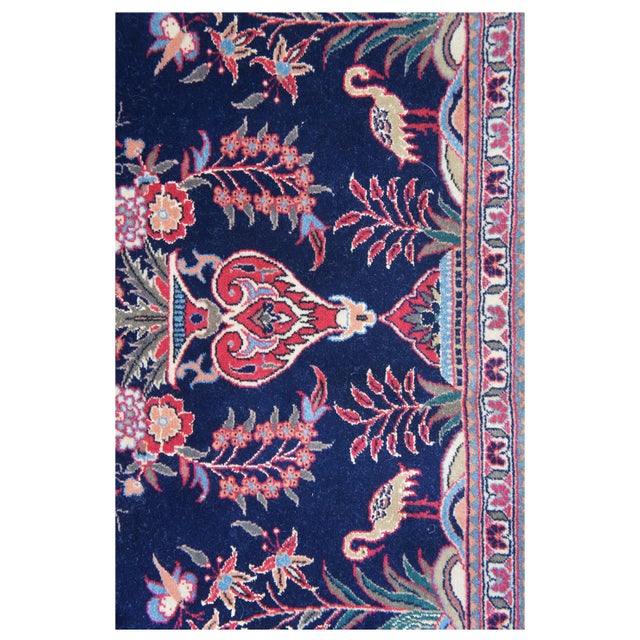 Late 20th Century Vintage Square Persian Vase Floral Bird & Butterfly Area Rug For Sale - Image 5 of 6