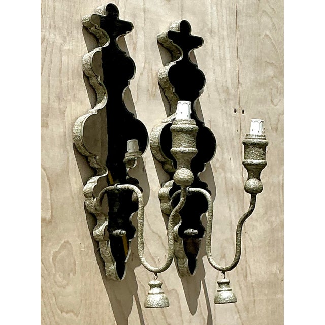 Vintage Mirrored Glass Sconces - Pair For Sale - Image 10 of 12