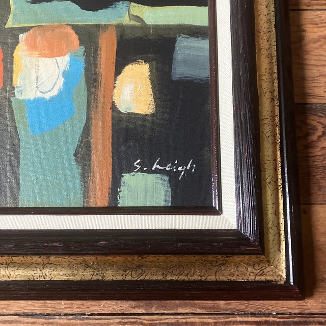 Abstract Contemporary Original Stephen Heigh Abstract Painting “Save a Place” Vintage Frame For Sale - Image 3 of 4