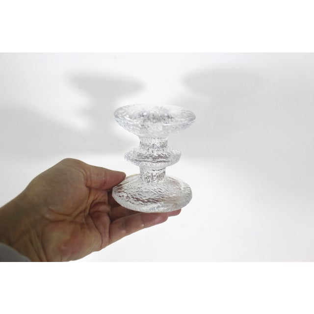 Transparent Pair of Iittala Festivo One Ring Glass Candle Holders Signed by Timo Sarpaneva Finland For Sale - Image 8 of 8