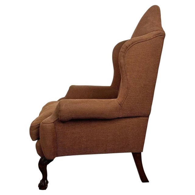 20th Century English Beech Wingback Armchair with Ball-and-Claw Feet For Sale - Image 9 of 13