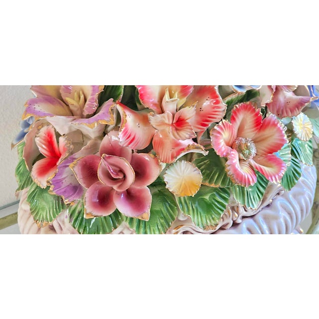 Vintage Italian Capodimonte-Style Porcelain Floral Centerpiece For Sale - Image 9 of 18