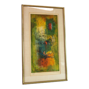 Mid Century Signed Hoi Lebadang 12/260 Color Lithograph Abstract Art Print
