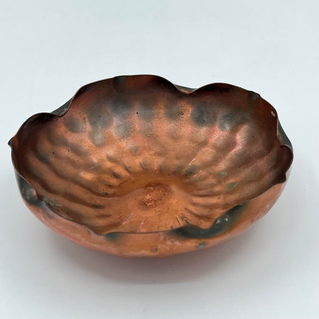 Vintage Hand-Made Copper Flower Catchall Dish or Ashtray For Sale - Image 4 of 7