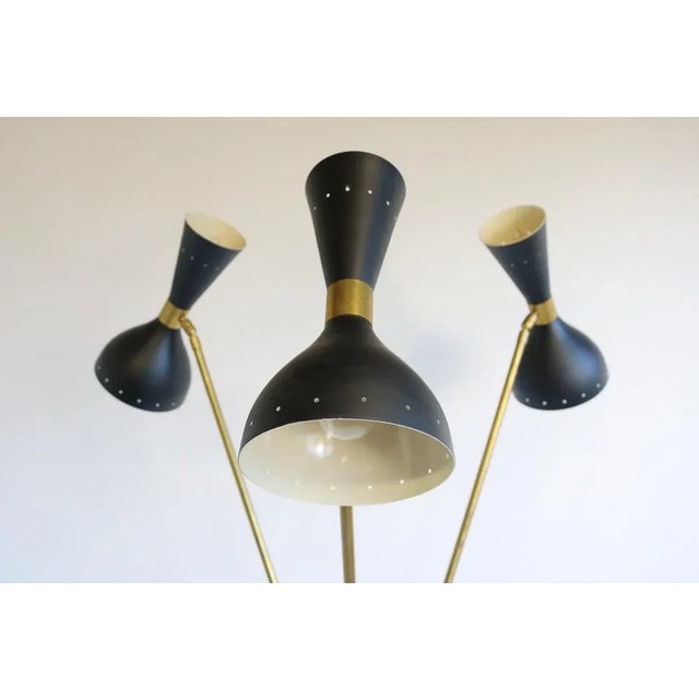 Metal Mid-Century Italian Minimalist Black Brass Floor Lamp in the Style of Stilnovo, 1950s For Sale - Image 7 of 11